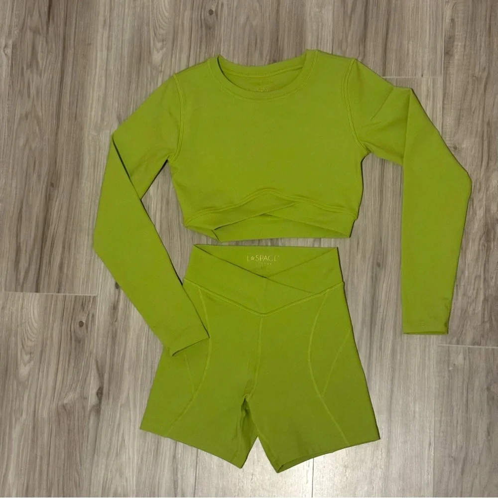 L*Space x Tessa Brooks Aim High Long Sleeve Crop Top and Shorts Set - Picture 2 of 7